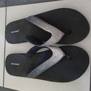 Joe Boxer Sequined Sandals, silver to blue, 11/12M, NWOT